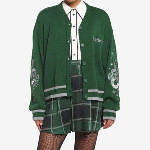 NWT HARRY POTTER HOT TOPIC Slytherin Skimmer Girls Cardigan Green Medium Large